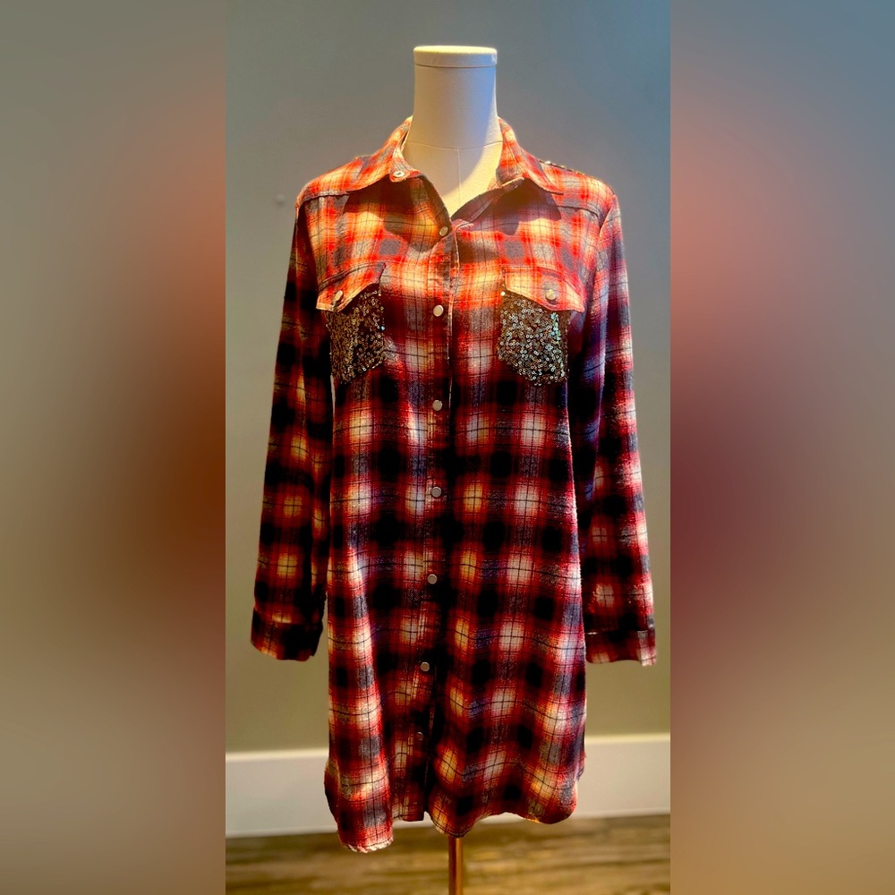 Southern Fried Chic’s Sequin Button Down Shirt Dress